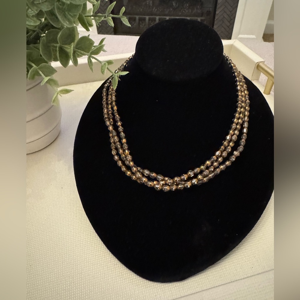 Vintage Brown Glass Beaded Necklace
